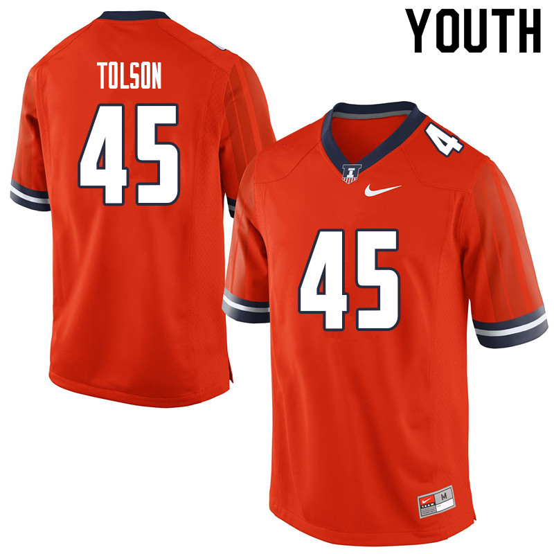 Youth #45 Khalan Tolson Illinois Fighting Illini College Football Jerseys Sale-Orange